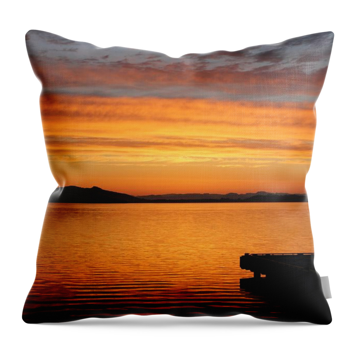 Dawn Throw Pillow featuring the photograph Dawn in the Sky at Dusavik by Charles and Melisa Morrison