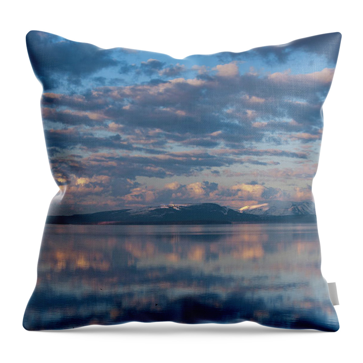 Yellowstone Lake Throw Pillow featuring the photograph Dawn on Yellowstone Lake by Sandra Bronstein