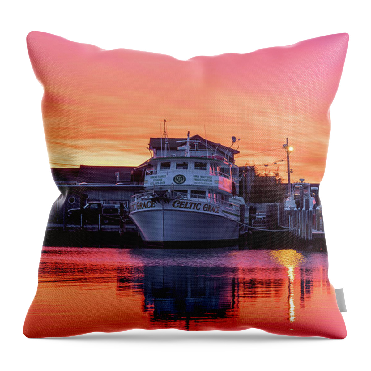 Sayville Throw Pillow featuring the photograph Dawn Over Sayville by Sean Mills