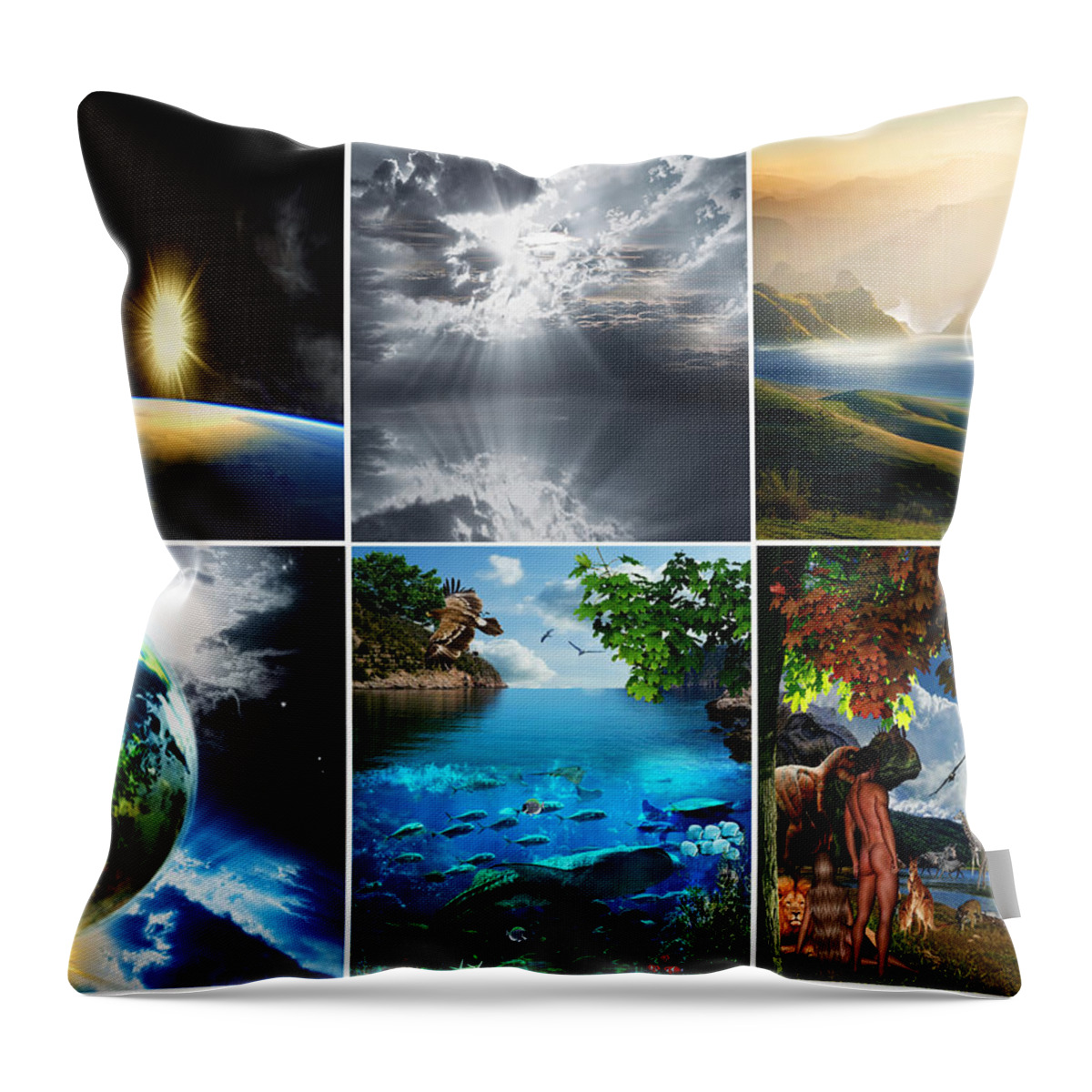 God's Creation Throw Pillow featuring the photograph Day 7 by Lourry Legarde