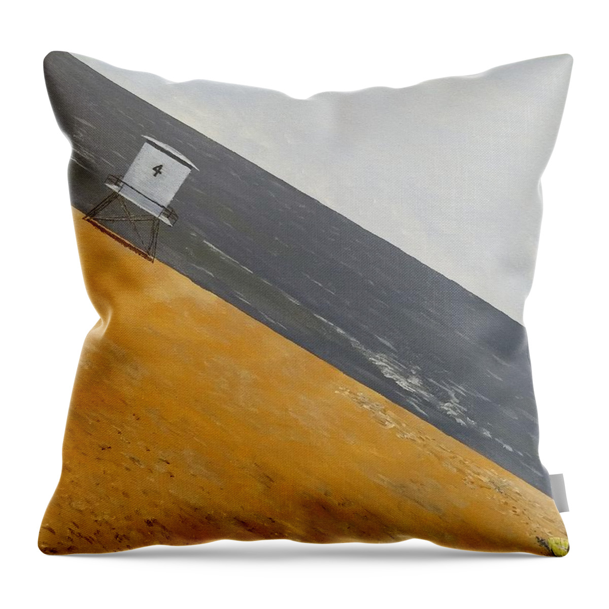 Gravitational Surrealism Throw Pillow featuring the painting Day at the Beach by Kevin Daly