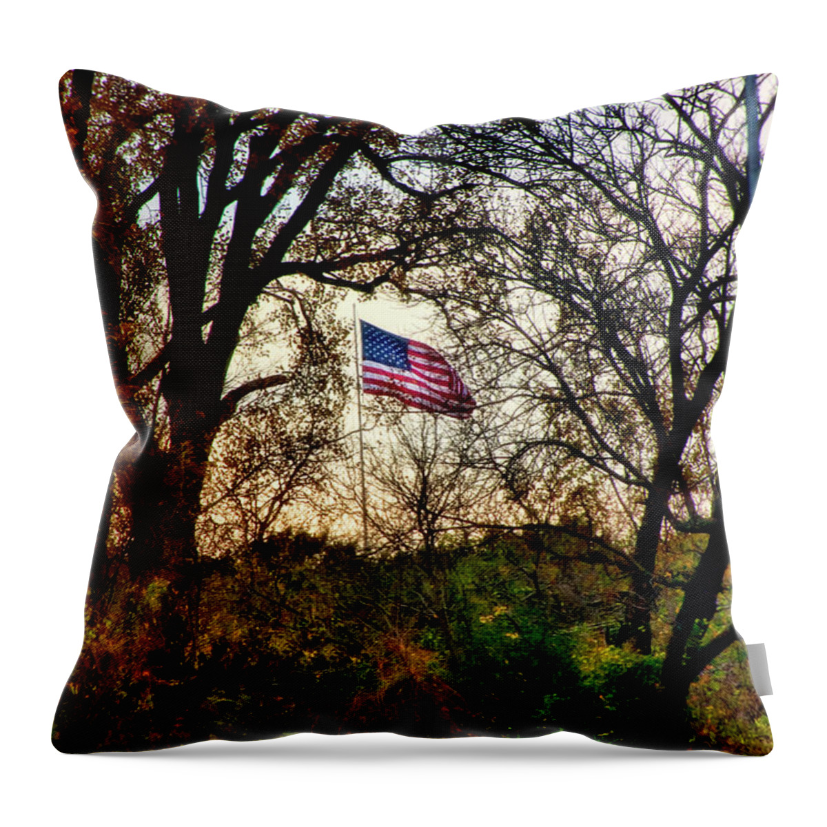 Flag Throw Pillow featuring the photograph Day Is Done by Joan Bertucci