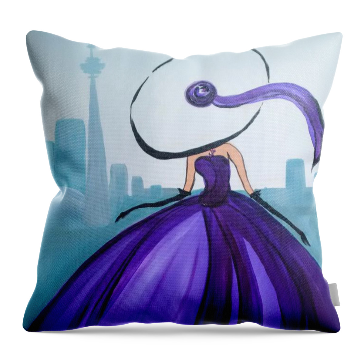 Toronto Throw Pillow featuring the painting Day out in Toronto by Lynne McQueen