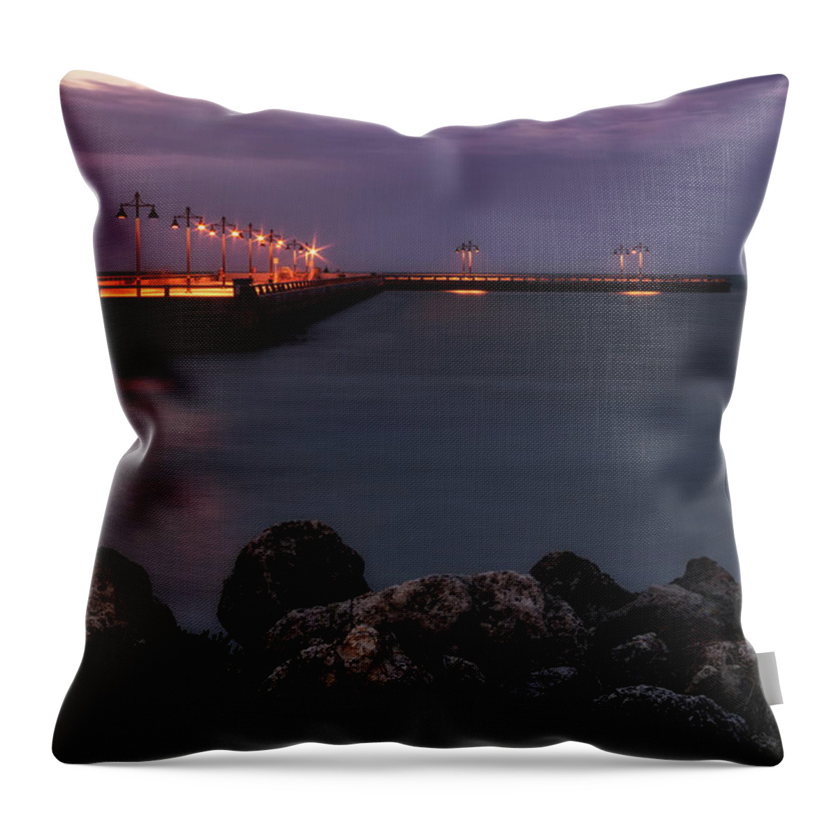 Pier Throw Pillow featuring the photograph Daybreak in Key West by Kim Hojnacki