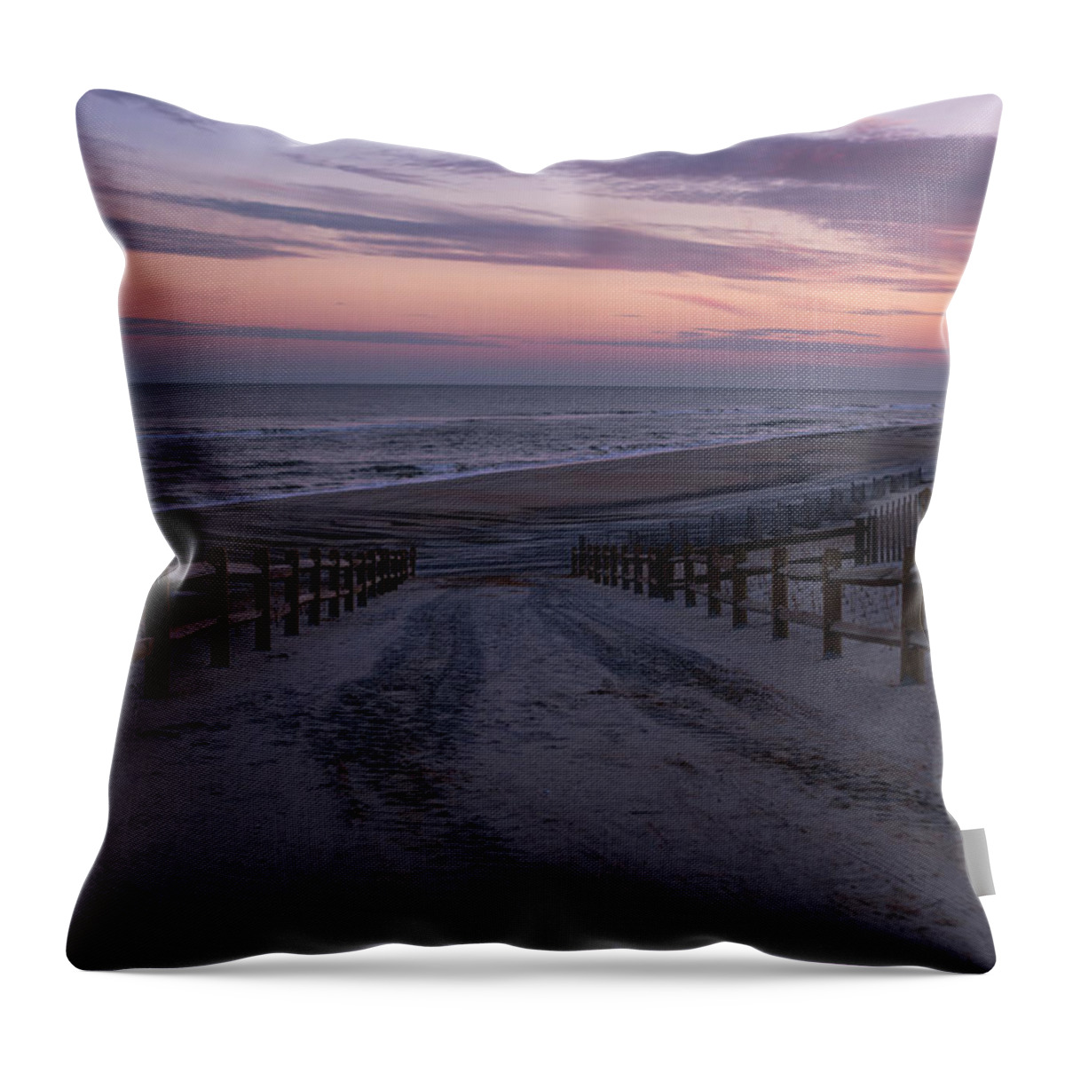 Terry D Photography Throw Pillow featuring the photograph Days End Beach Haven New Jersey by Terry DeLuco