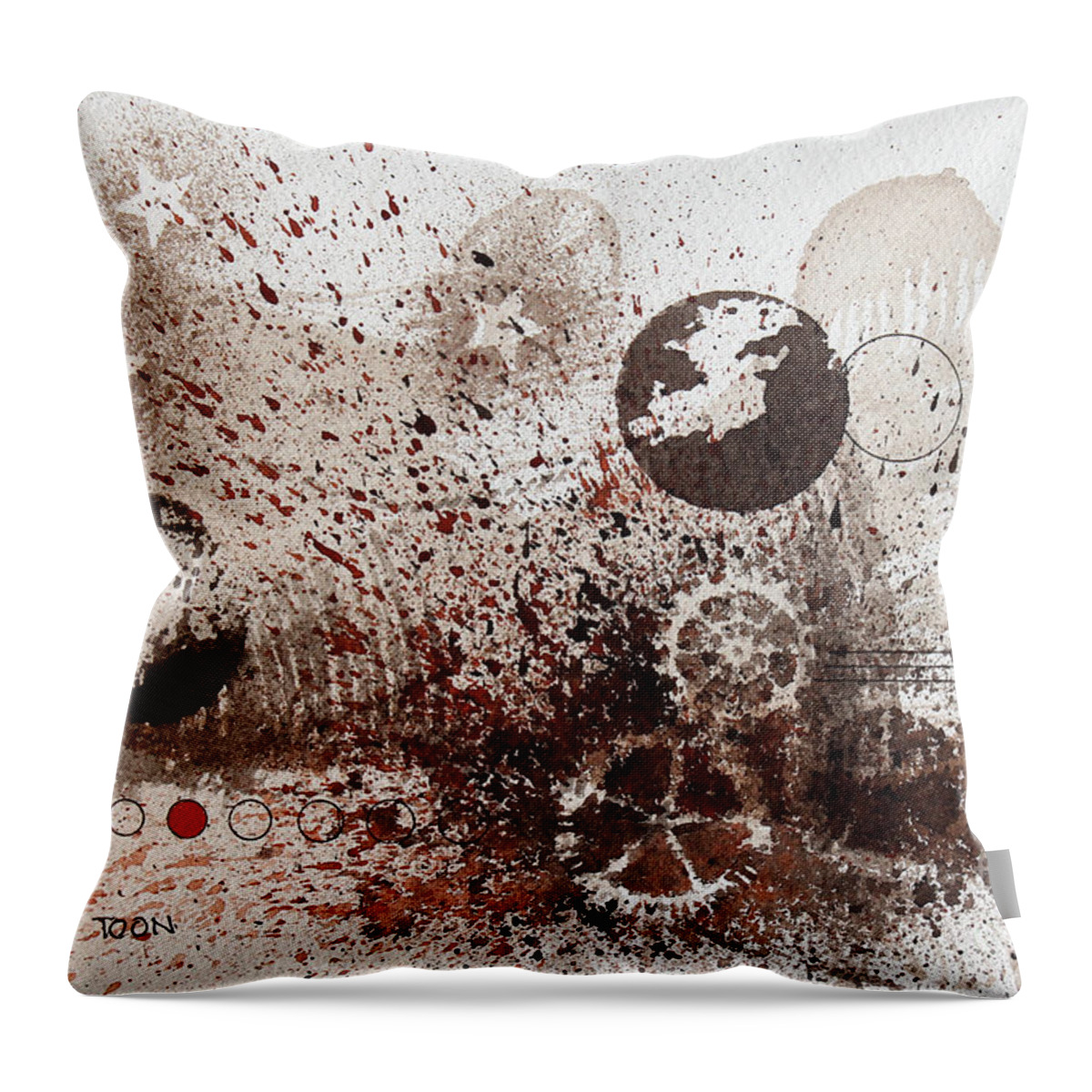 An Abstract In Sepia Tones. Throw Pillow featuring the painting Days Of Old by Monte Toon