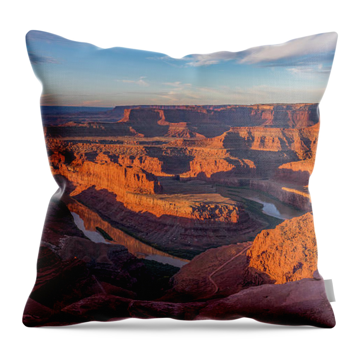 Dead Horse Point Throw Pillow featuring the photograph Dead Horse Point Sunrise Panorama by Dan Norris