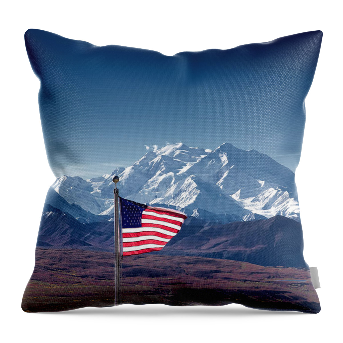 Alaska Throw Pillow featuring the photograph Denali Salute by Ed Boudreau