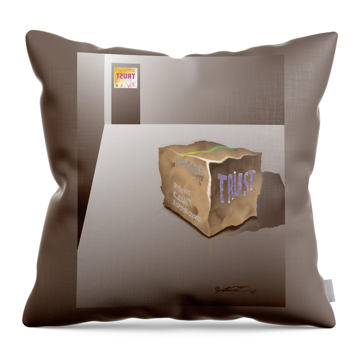 Editorial Throw Pillow featuring the digital art Death of Trust by Dale Turner