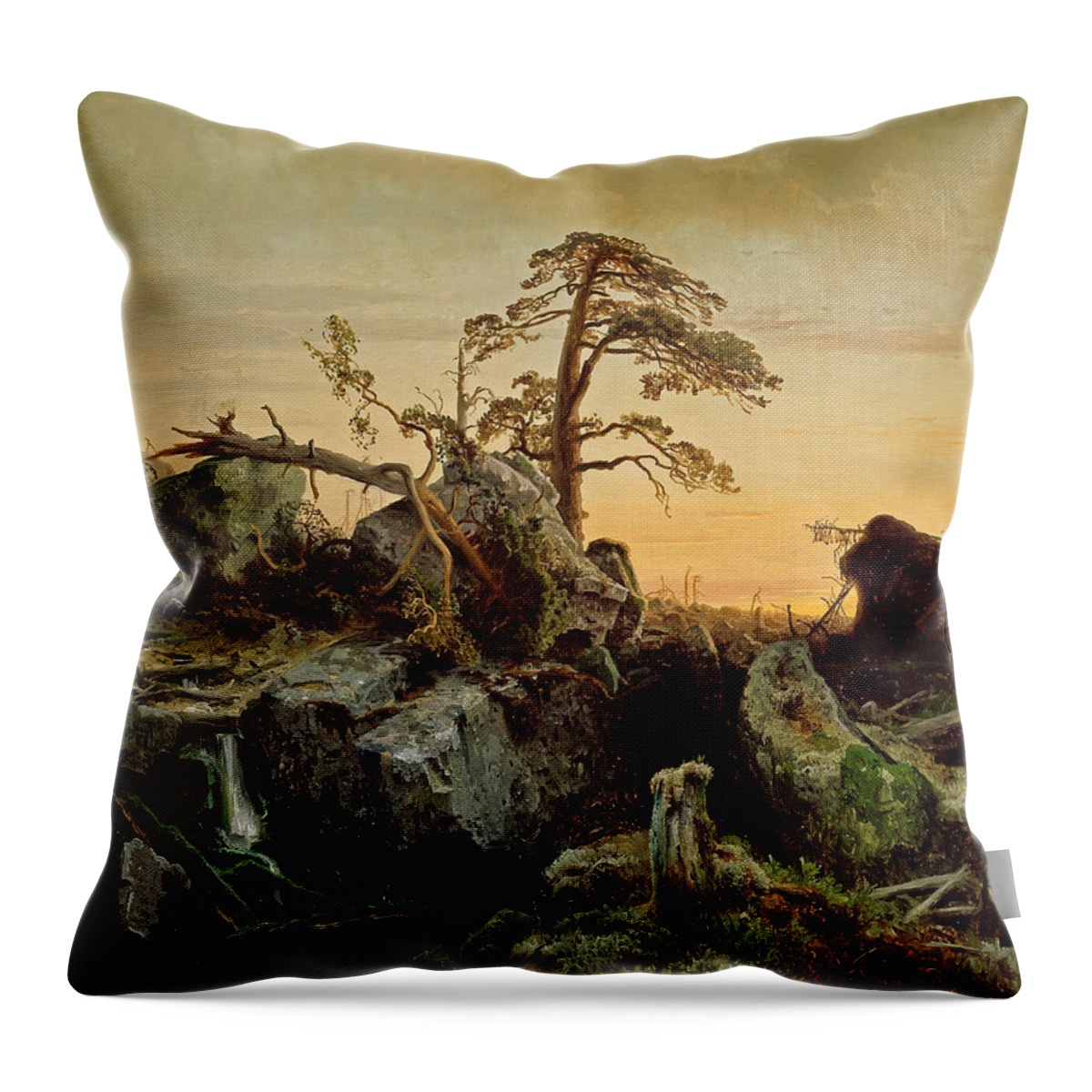 August Cappelen Throw Pillow featuring the painting Decaying forest by August Cappelen