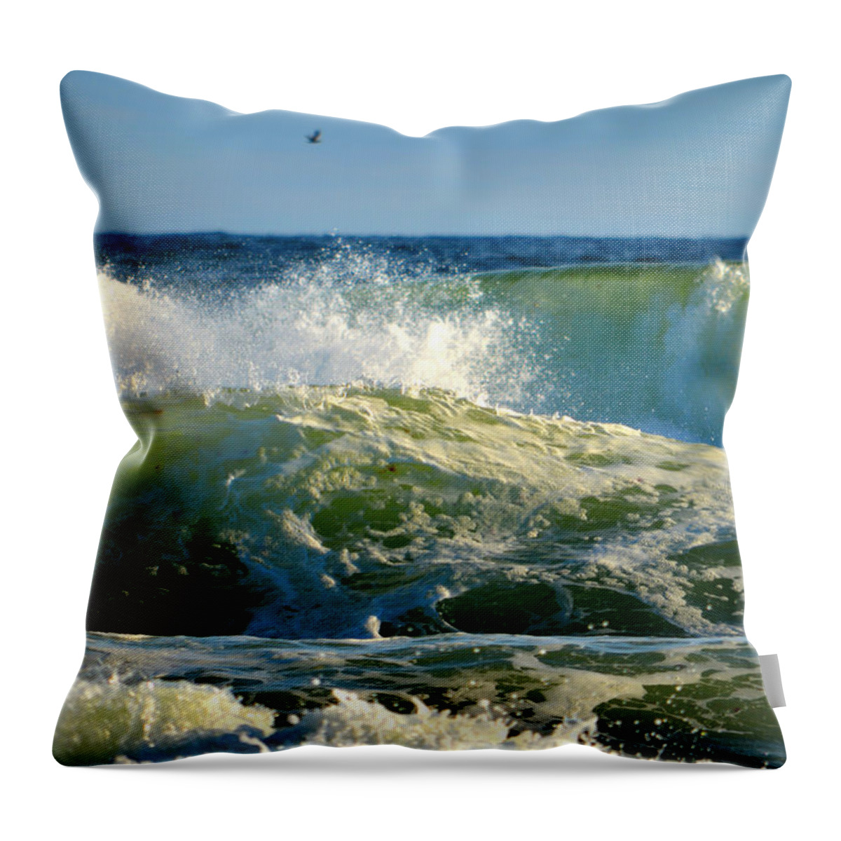 Ocean Throw Pillow featuring the photograph December Ocean Power by Dianne Cowen Cape Cod Photography