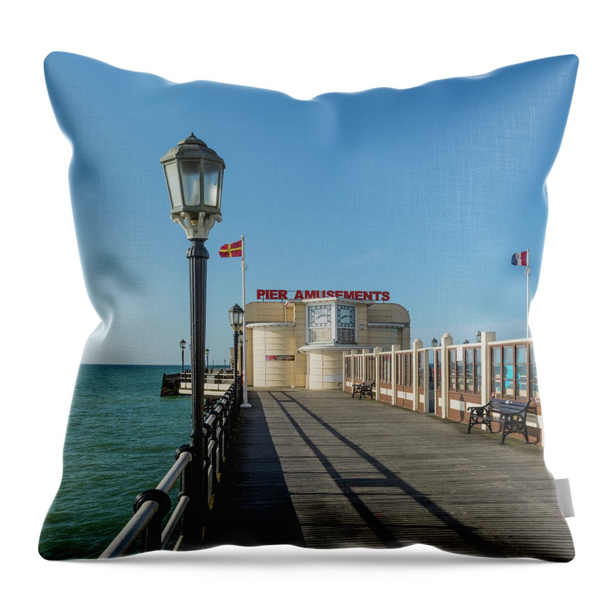 Worthing Throw Pillow featuring the photograph Deck Fun by Hazy Apple
