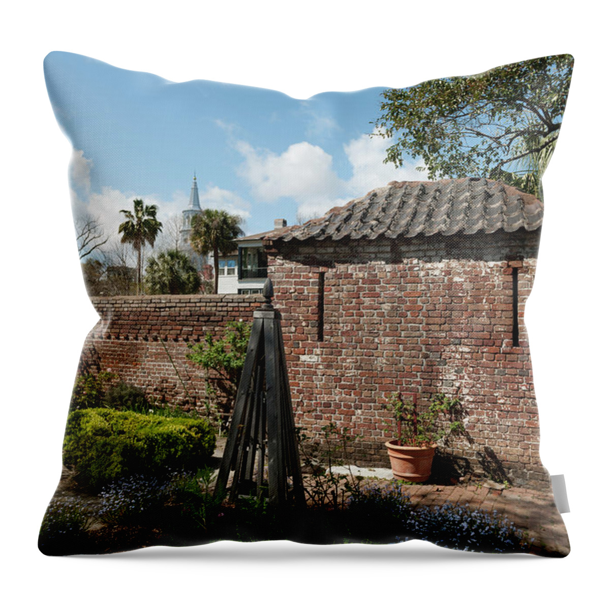 Heyward Washington House Throw Pillow featuring the photograph Declaration of Independence Signer Garden by Dale Powell