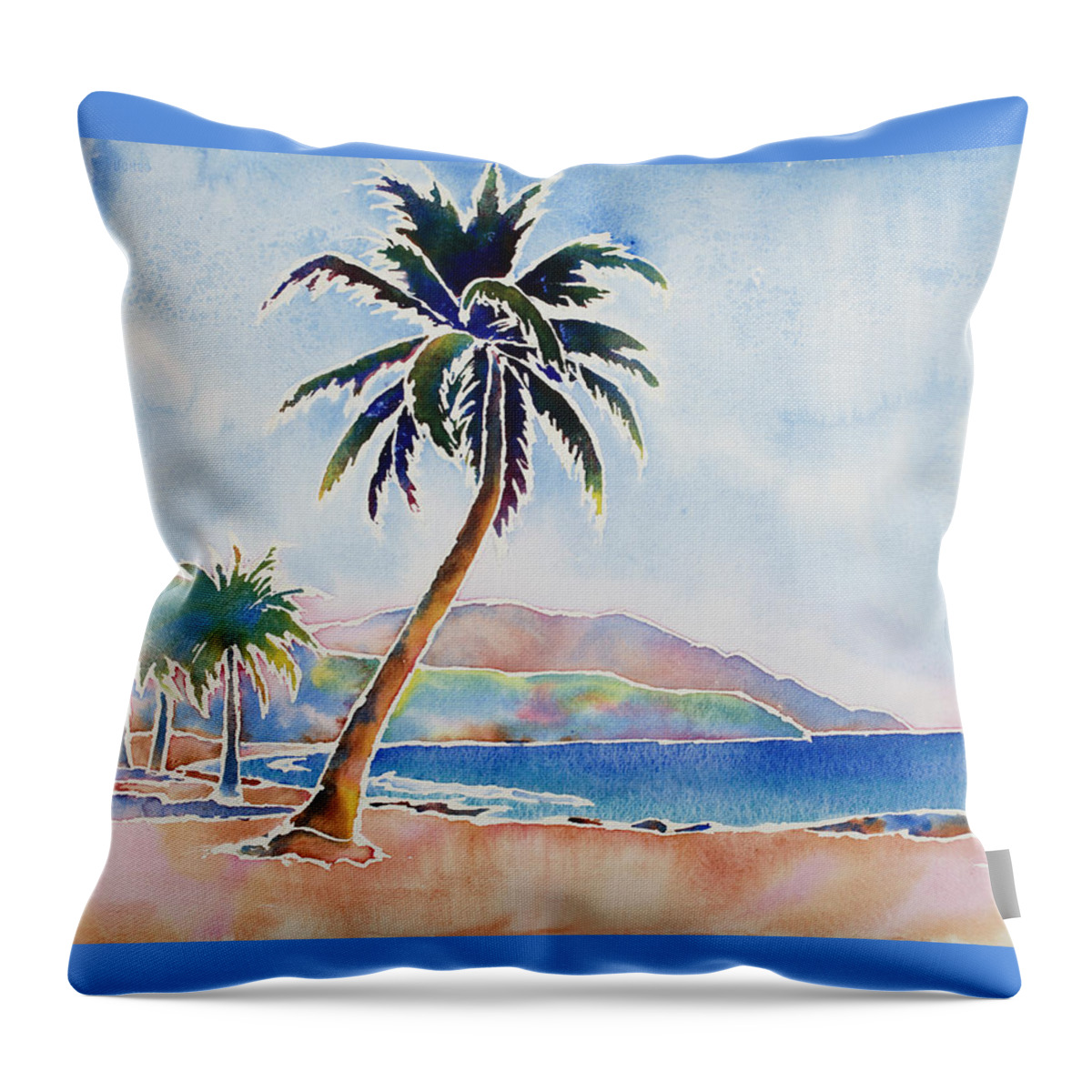 Palm Tree Throw Pillow featuring the painting Decompress by Mary Giacomini