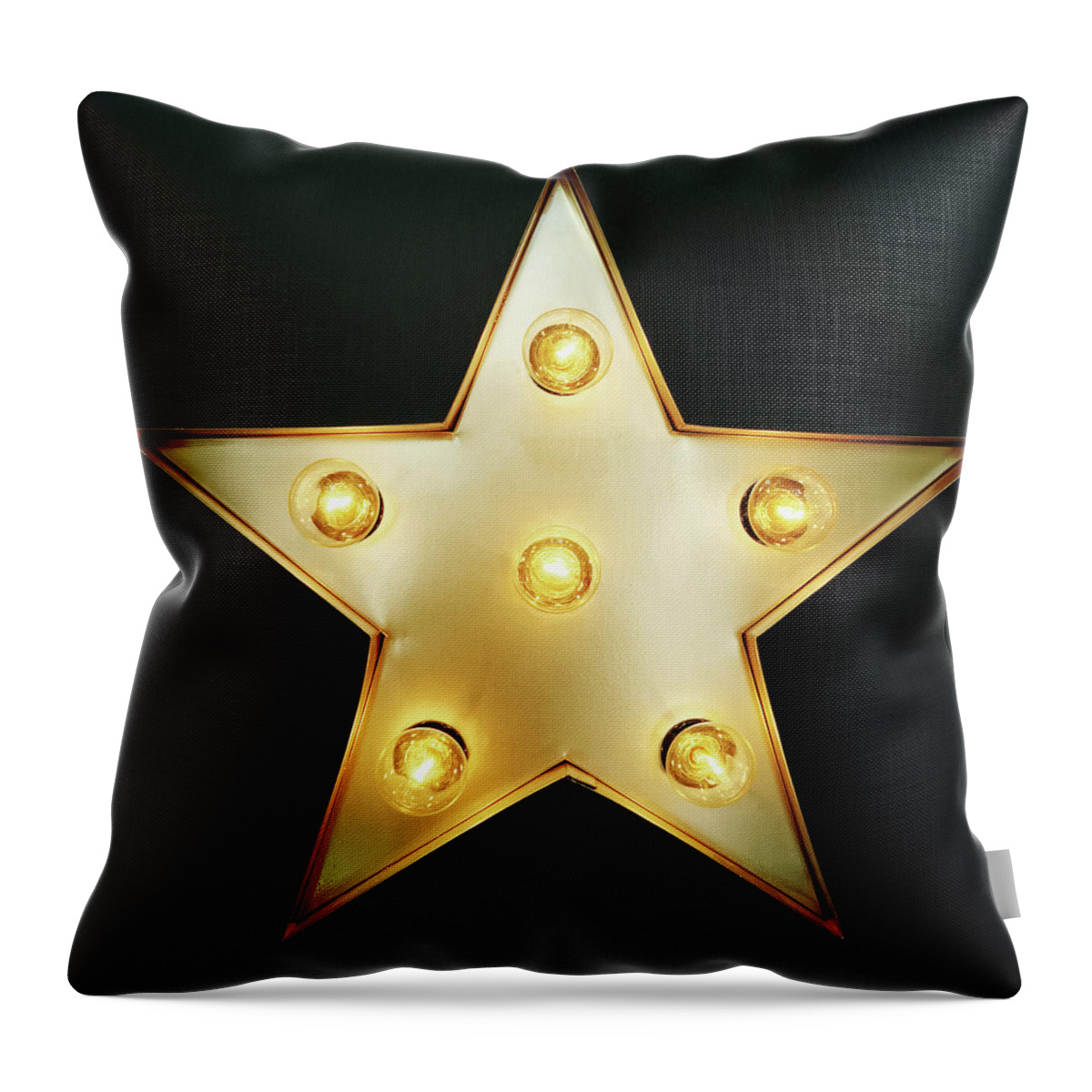 Star Throw Pillow featuring the photograph Decorative star with light bulbs by GoodMood Art