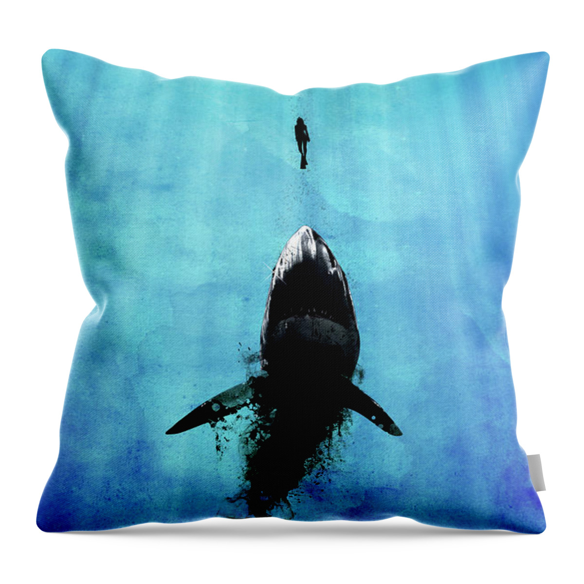 Deep Blue Sea Throw Pillow featuring the digital art Deep Blue Sea by Super Lovely