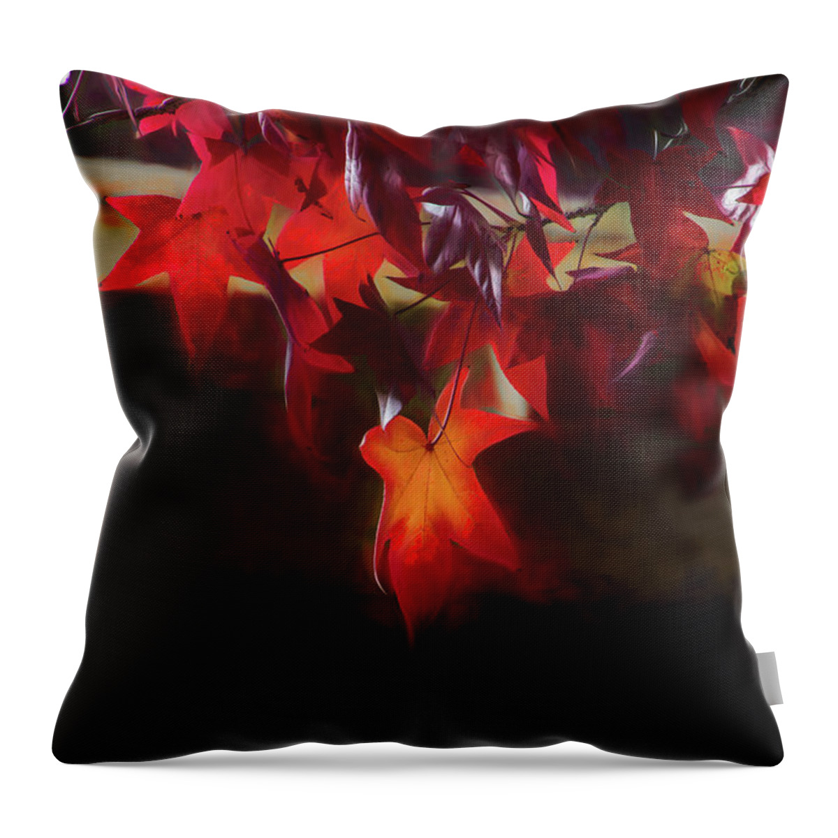 Red Throw Pillow featuring the mixed media Deep in Red by Terry Davis