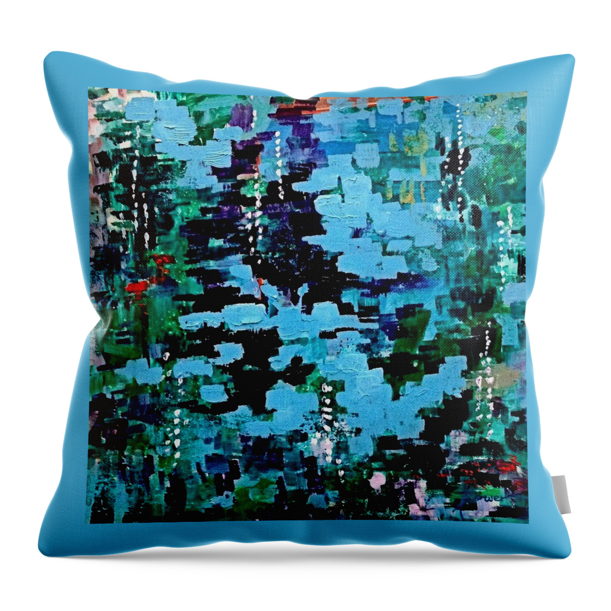 Abstract Throw Pillow featuring the painting Deep Pool by Adele Bower
