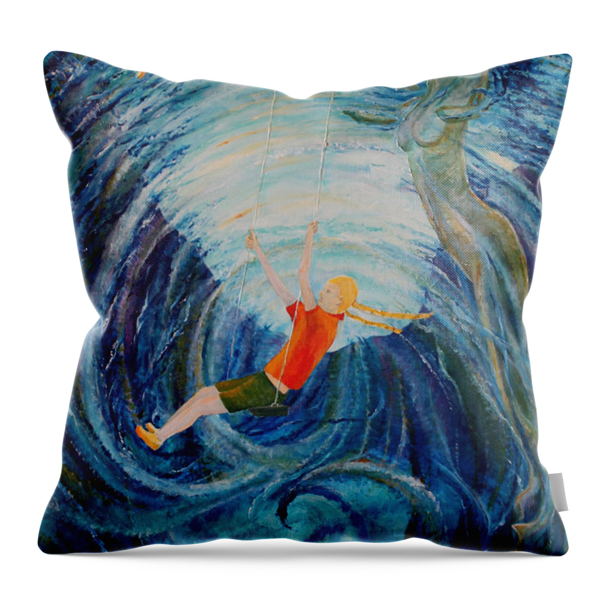 Mark Fine Art Throw Pillow featuring the drawing Deep Swing by Mark Johnson
