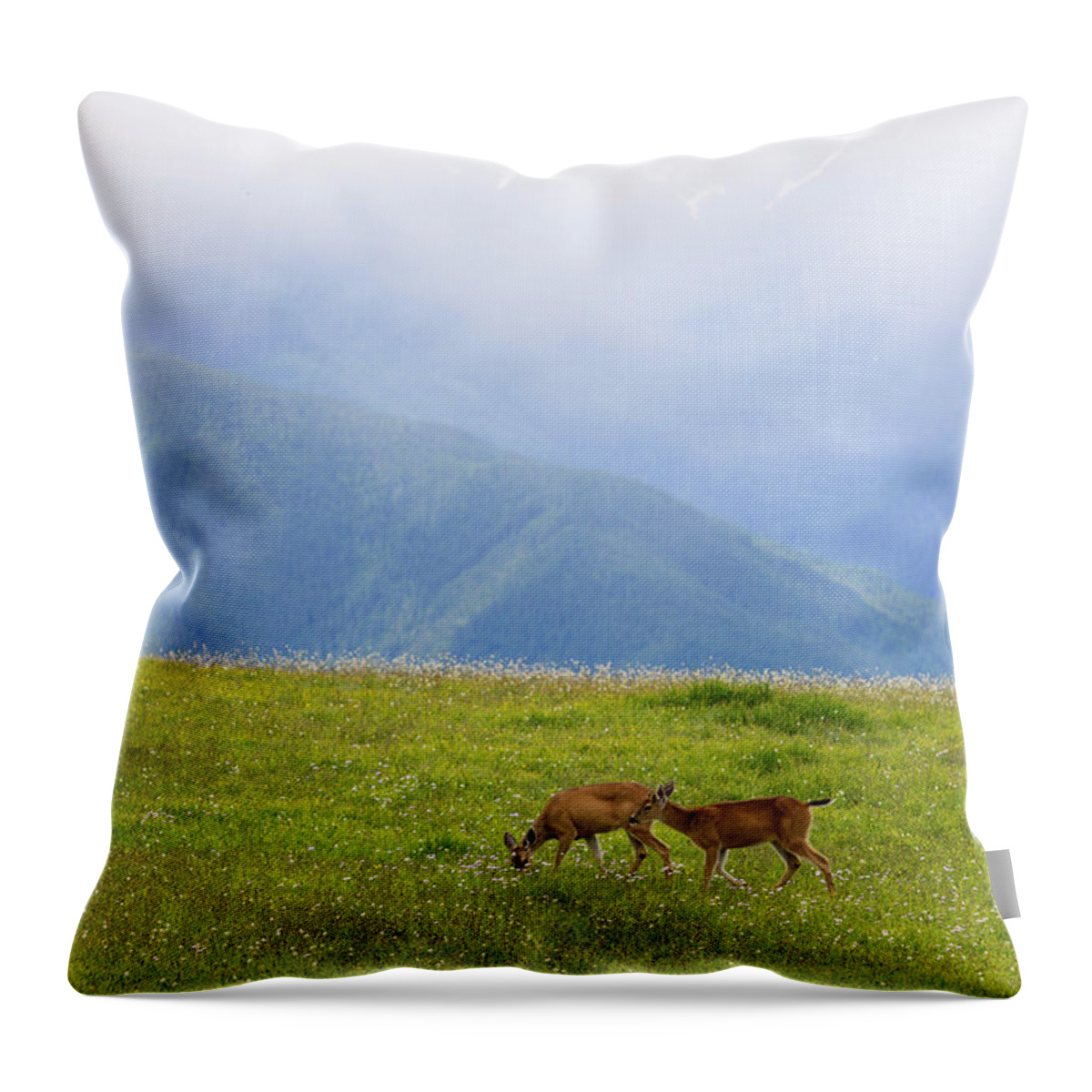 Deer Throw Pillow featuring the digital art Deer in browse by Michael Lee