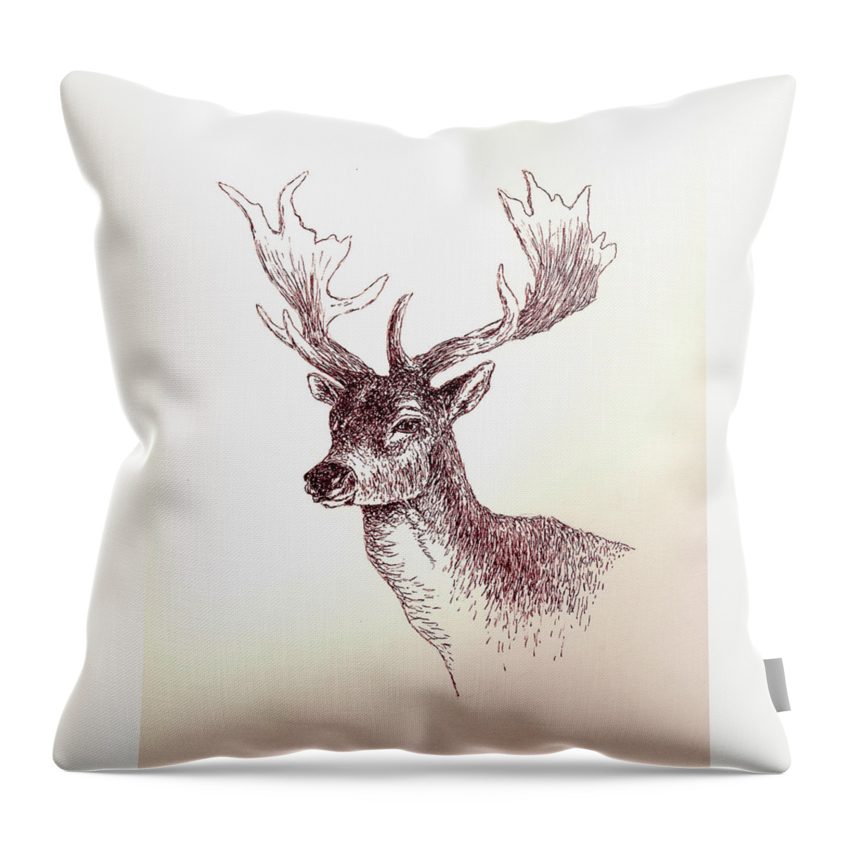 Deer Throw Pillow featuring the painting Deer In Ink by Michael Vigliotti