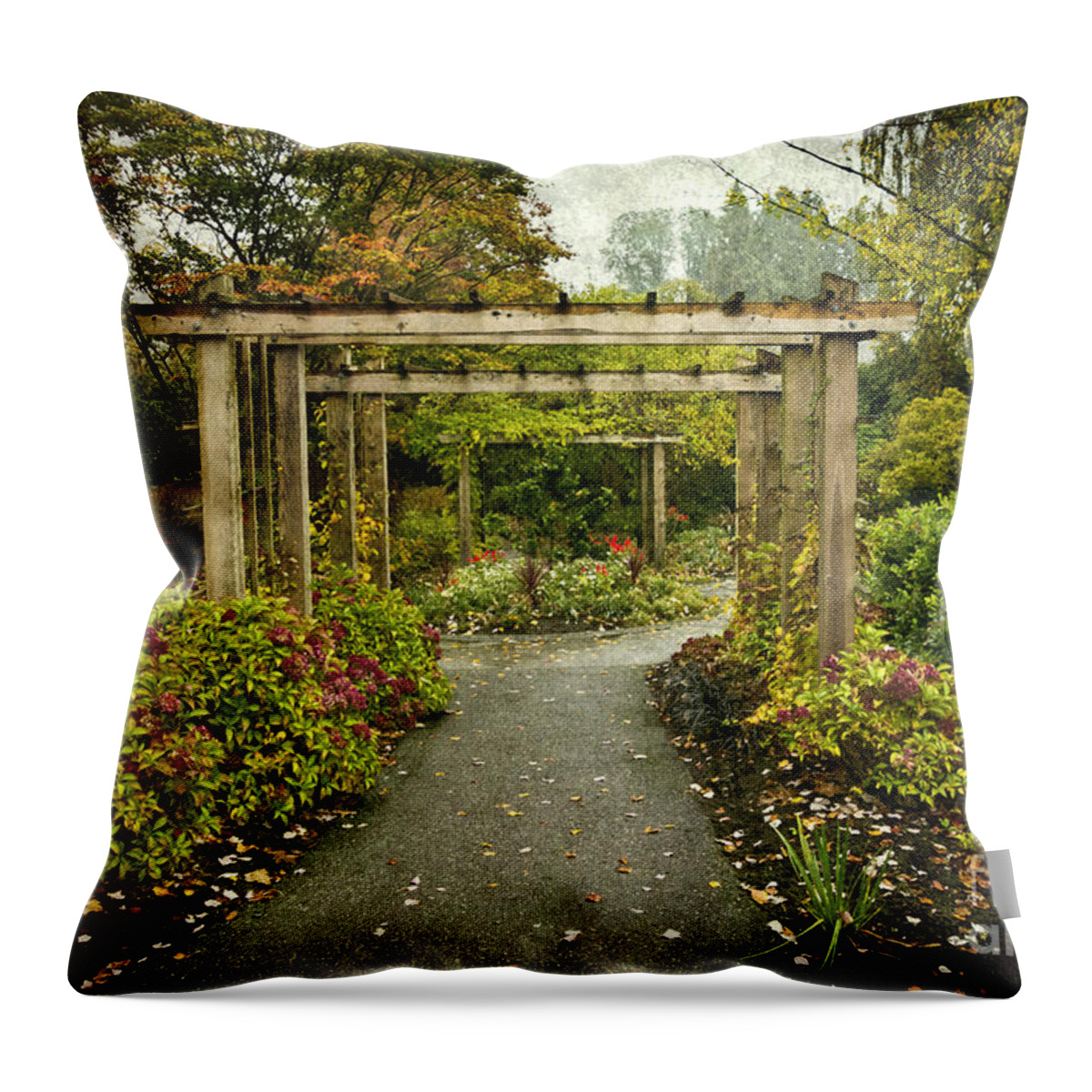 Fall Throw Pillow featuring the photograph Fall in the Garden at Deer Lake by Maria Janicki