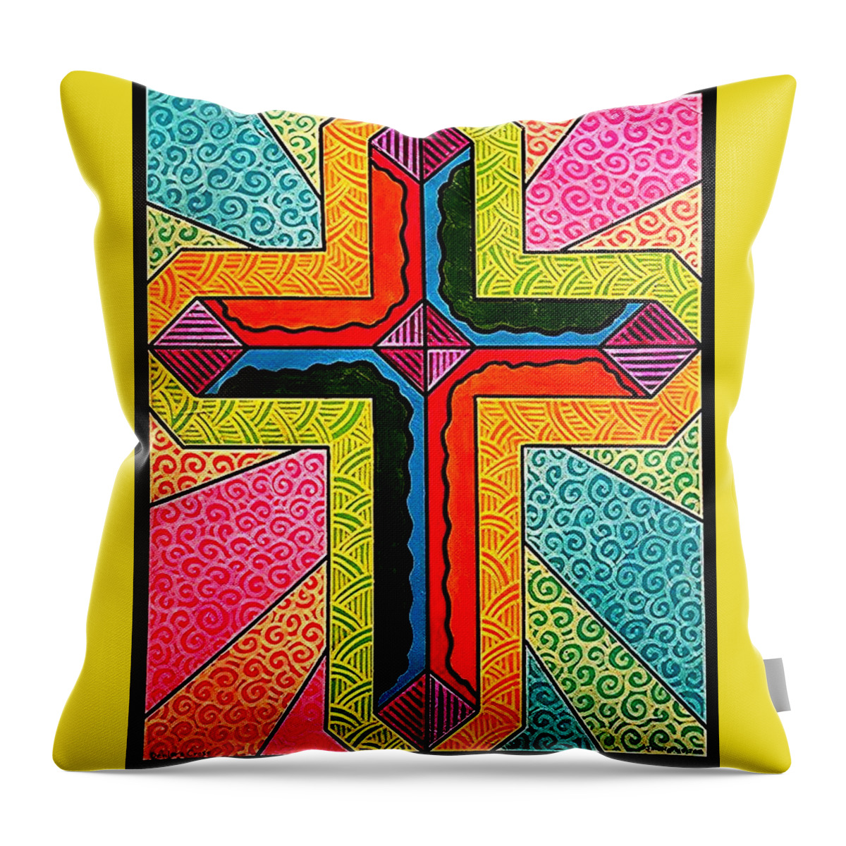 Cross Throw Pillow featuring the painting Dehler's Cross by Jim Harris