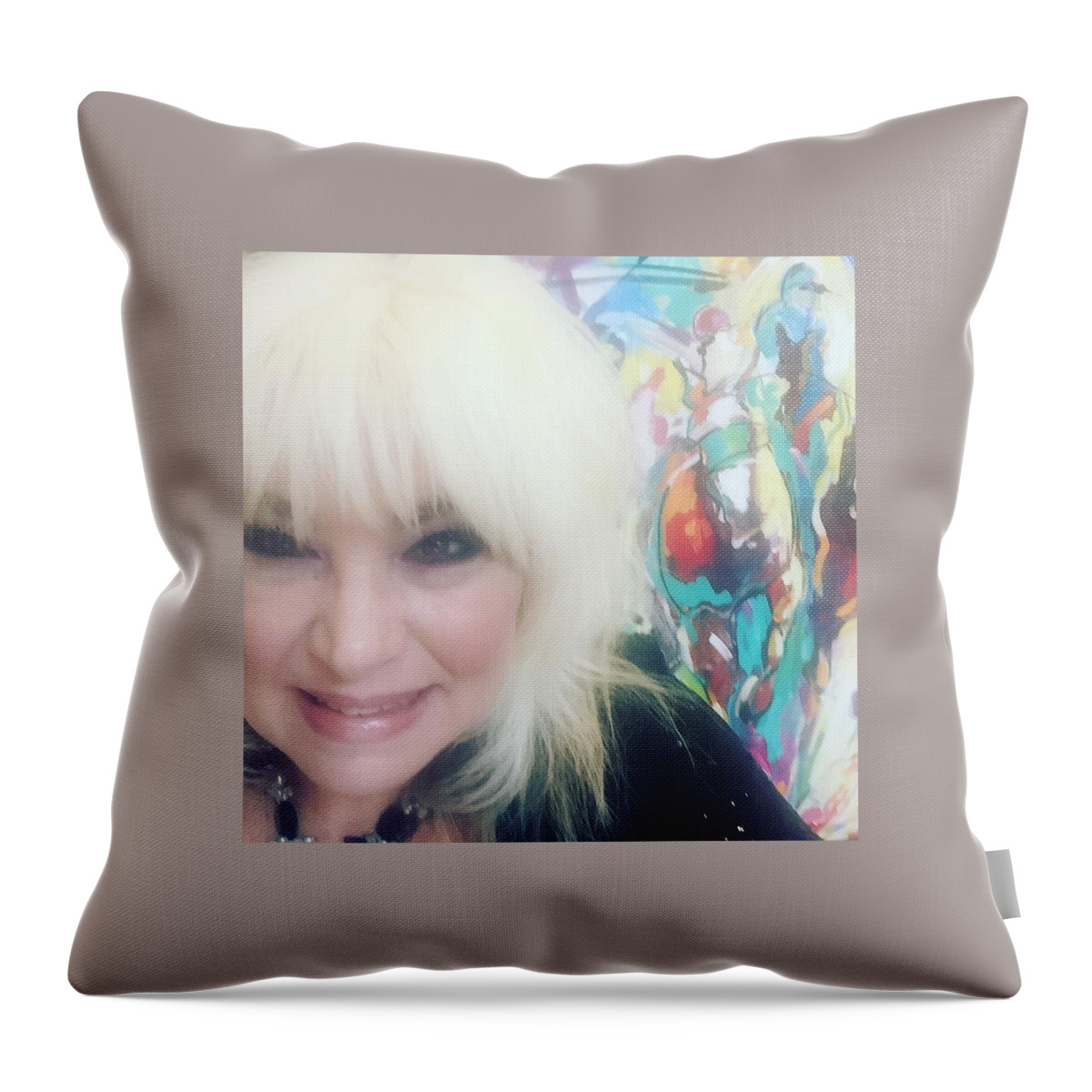  Throw Pillow featuring the painting Del Mar Artist by Heather Roddy