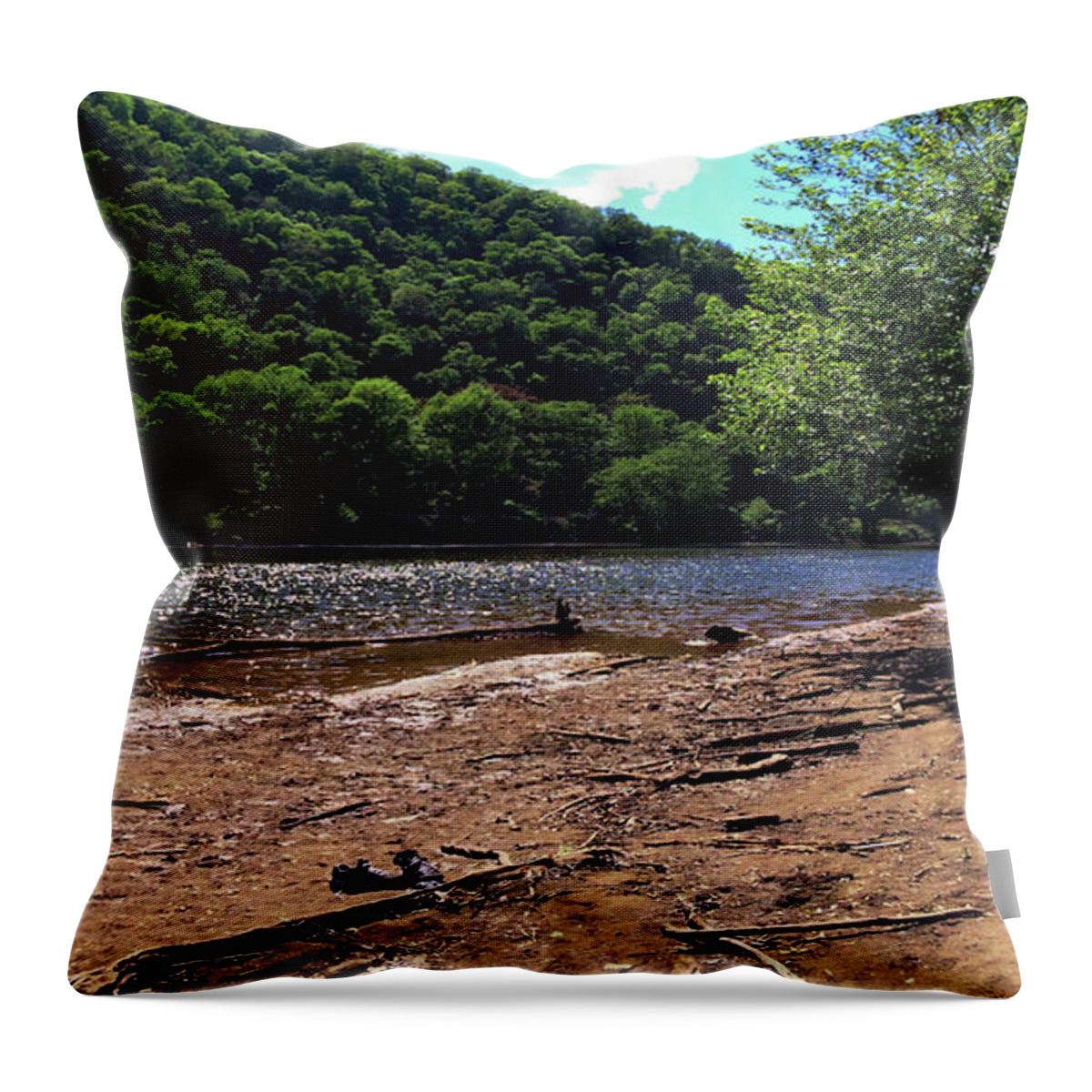 Delaware River Sneakers Throw Pillow featuring the photograph Delaware River Sneakers by Femina Photo Art By Maggie