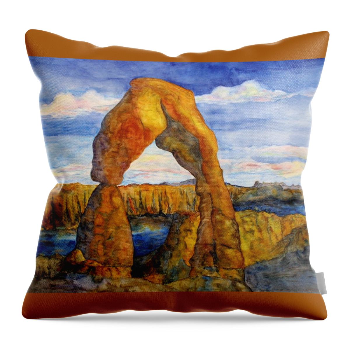 Moab Throw Pillow featuring the painting Delicate Arch by Patricia Beebe