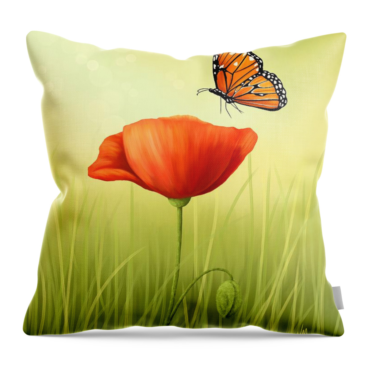 Poppy Throw Pillow featuring the painting Delicate friendship by Veronica Minozzi