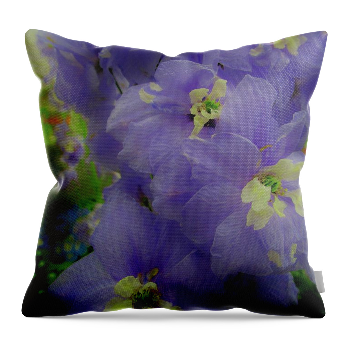 Delphinium Throw Pillow featuring the photograph Delphinium Blues by Sharon Ackley