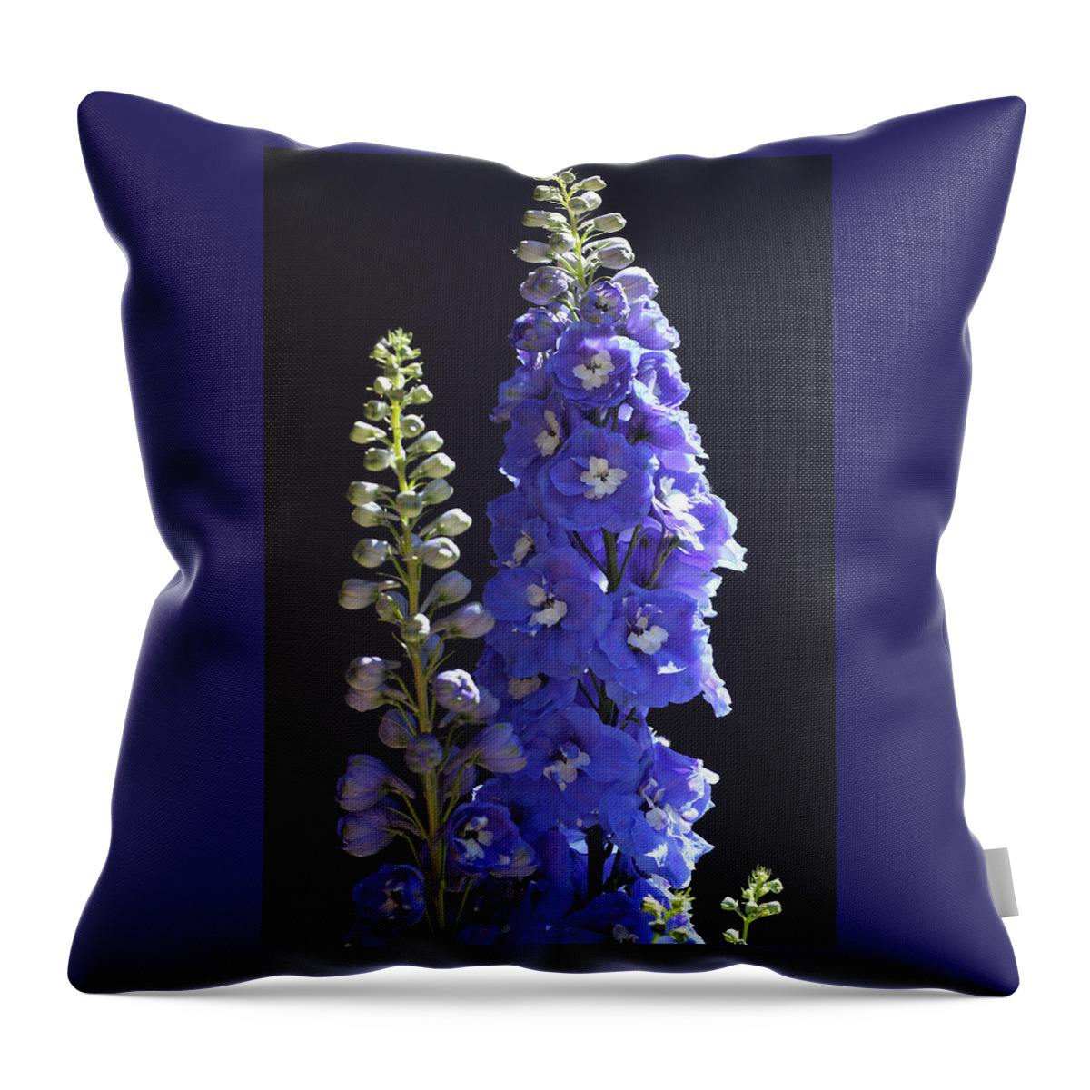 Larkspur Throw Pillow featuring the photograph Delphinium Torpedo by Tammy Pool
