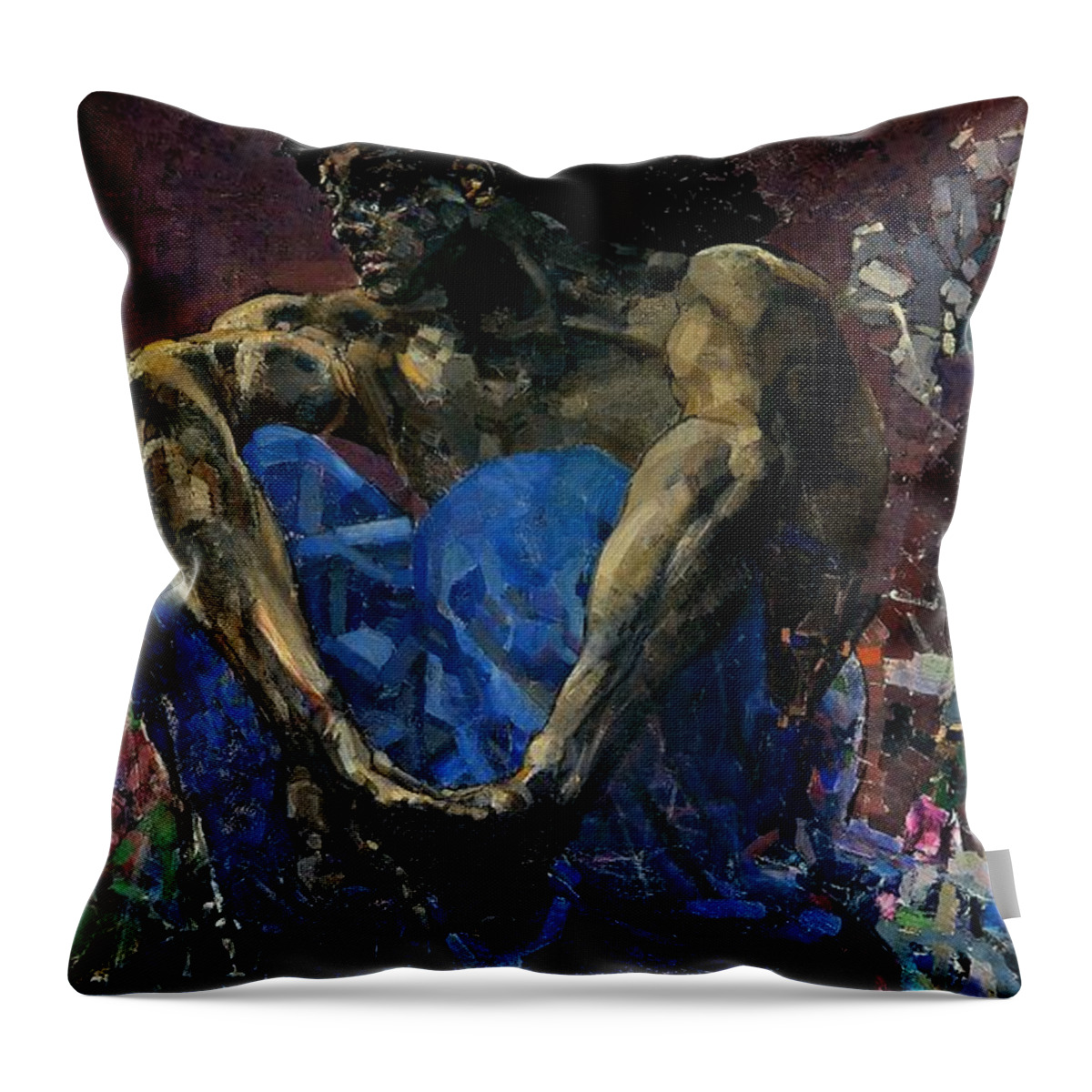 Demon Throw Pillow featuring the painting Demon by Mikhail Vrubel