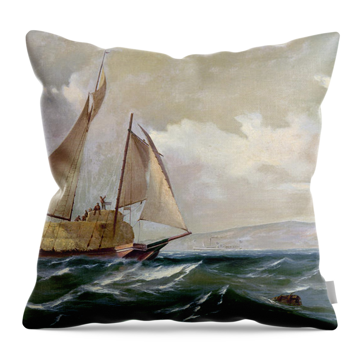 1871 Throw Pillow featuring the photograph Denny: Hay Schooner, 1871 by Granger