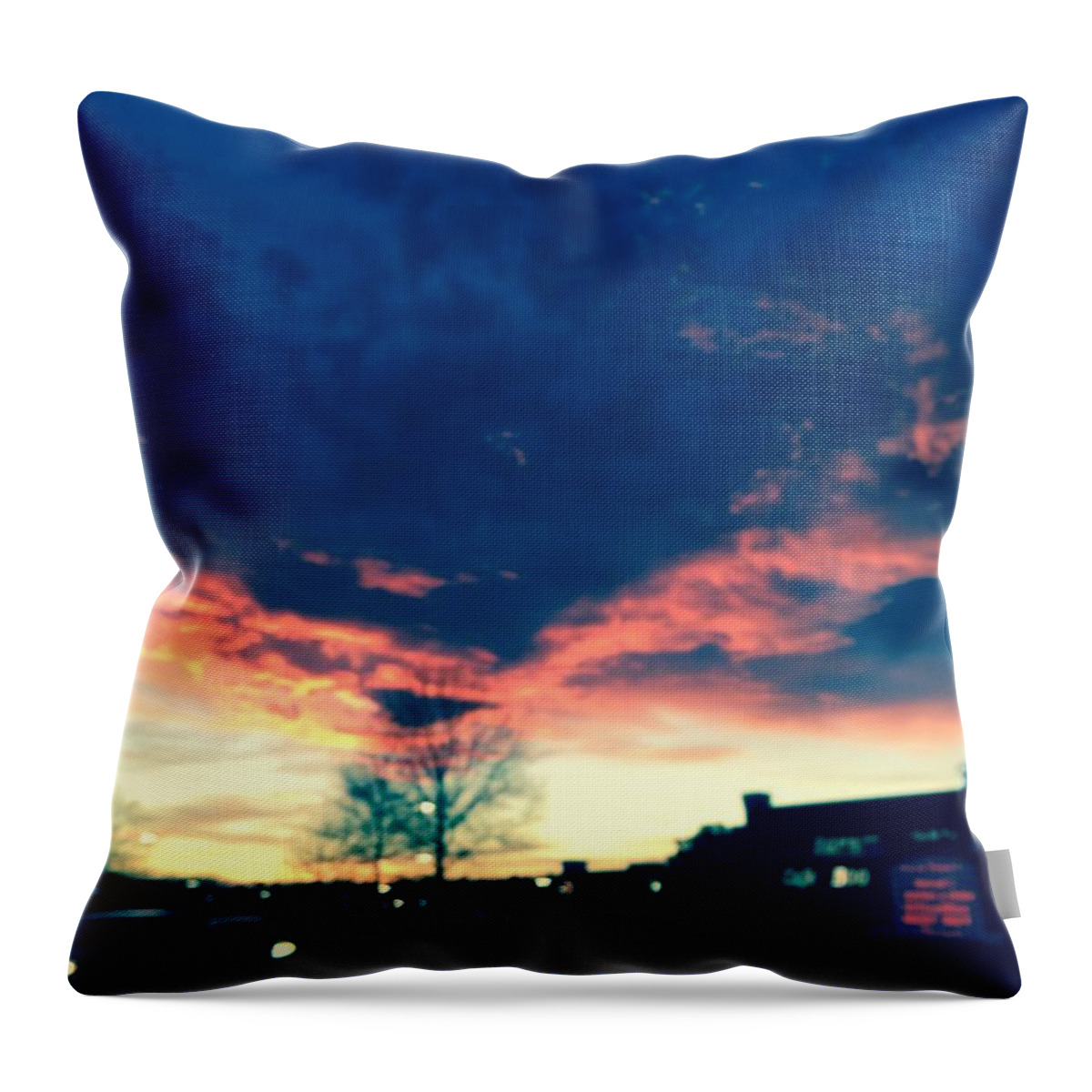 Sunset Throw Pillow featuring the painting Dense Sunset by Angela Annas
