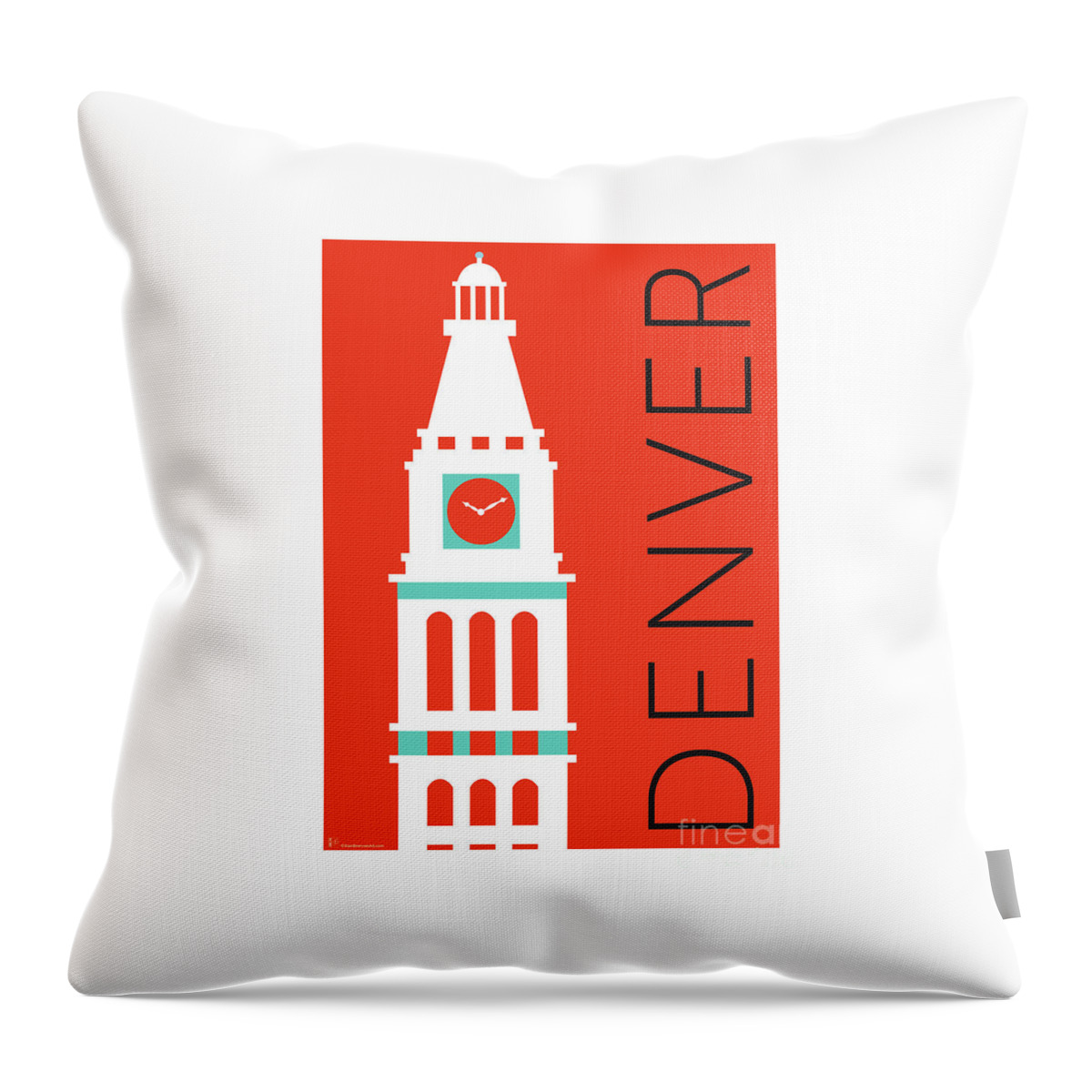 Denver Throw Pillow featuring the digital art DENVER D and F Tower/Orange by Sam Brennan