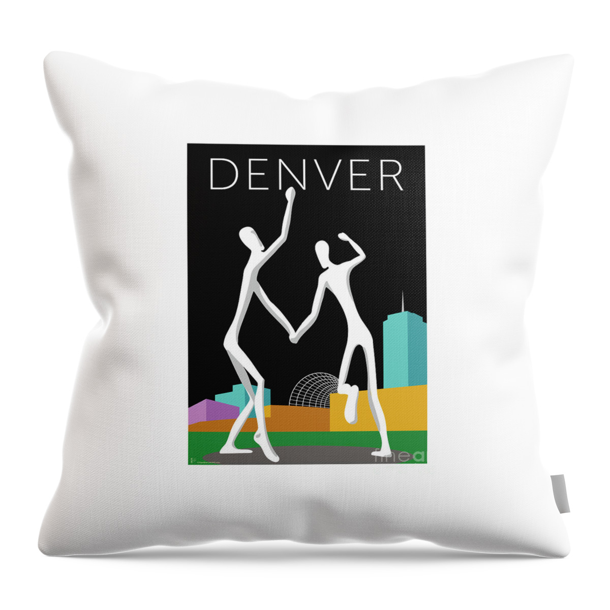 Denver Throw Pillow featuring the digital art DENVER Dancers/Black by Sam Brennan