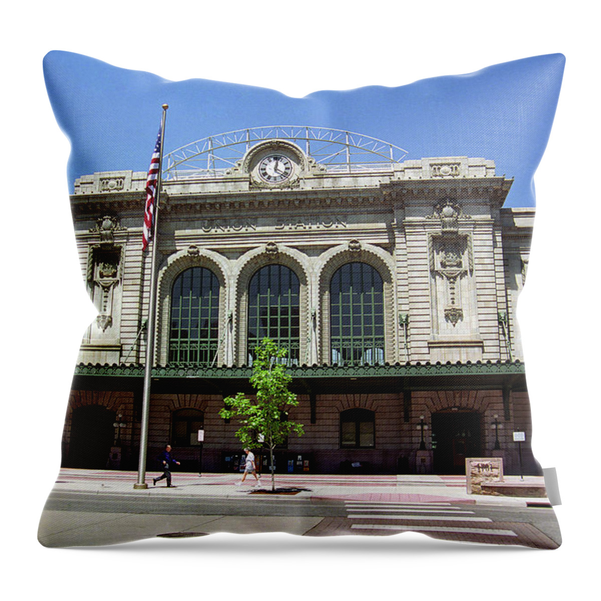America Throw Pillow featuring the photograph Denver - Union Station Film by Frank Romeo