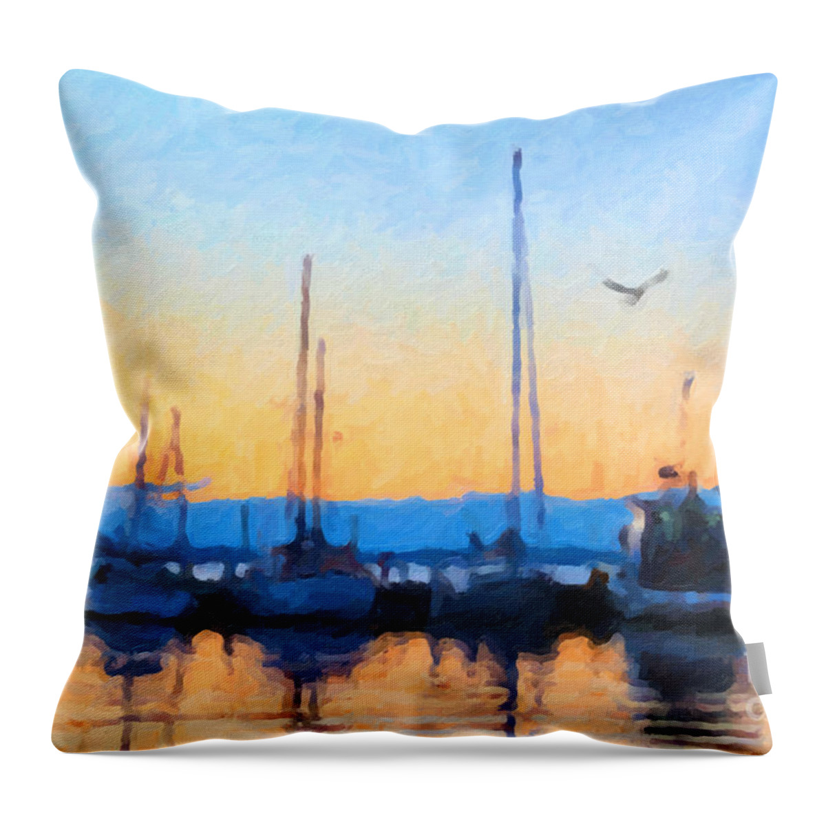 Derwent Throw Pillow featuring the painting Derwent River Sunset by Chris Armytage