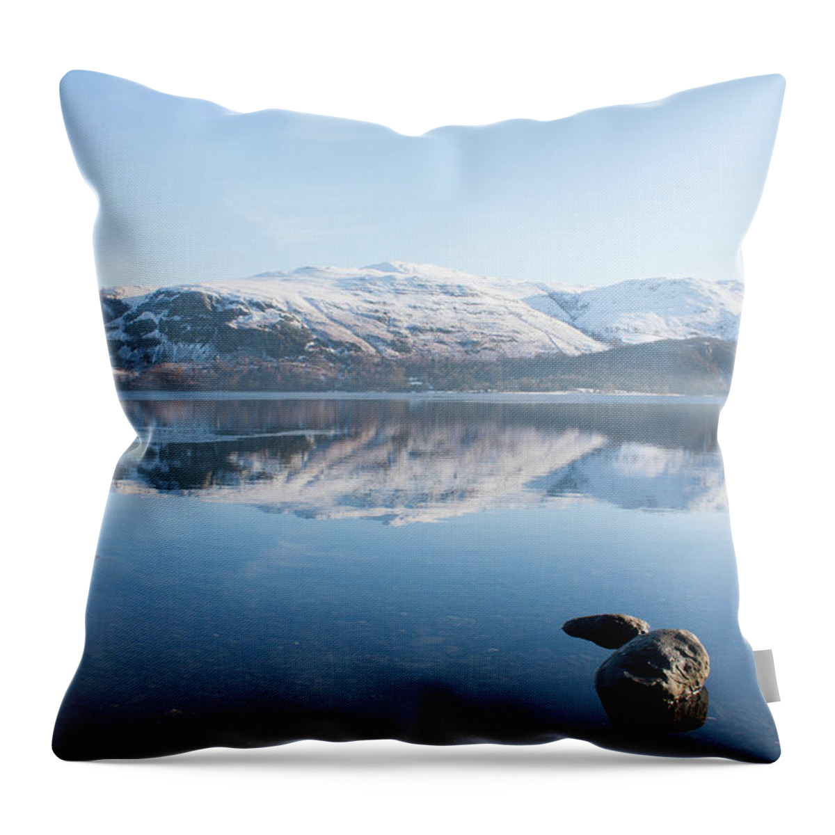 Landscape Throw Pillow featuring the photograph Derwentwater Rocks by Pete Walkden