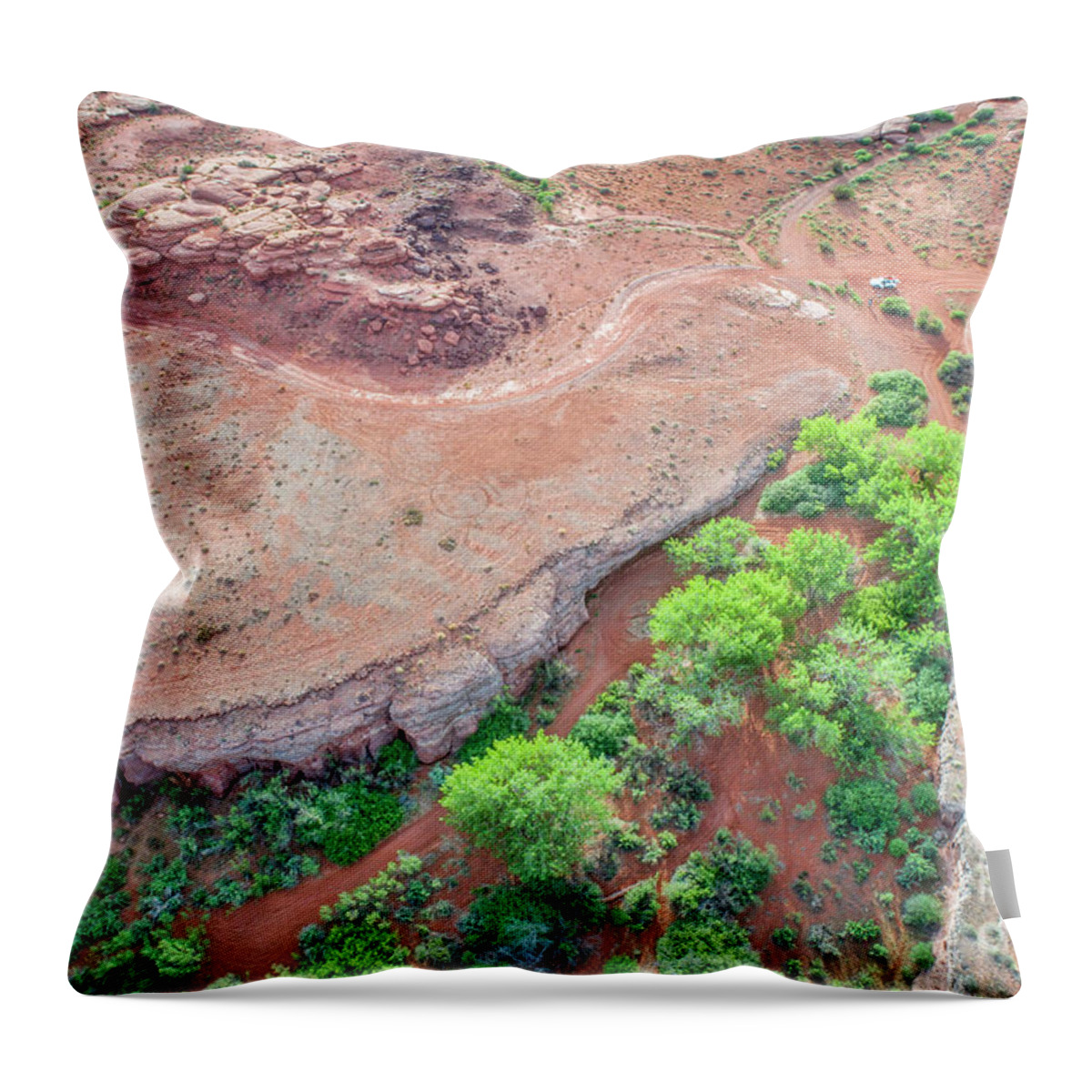 Moab Throw Pillow featuring the photograph desert canyon in Utah aerial view by Marek Uliasz