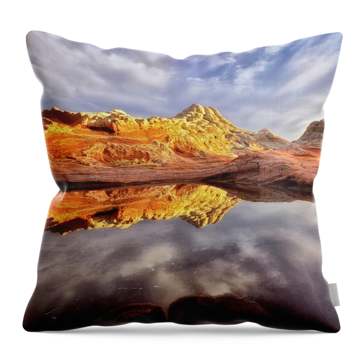 Sunset Throw Pillow featuring the photograph Desert Rock Drama by Nicki Frates