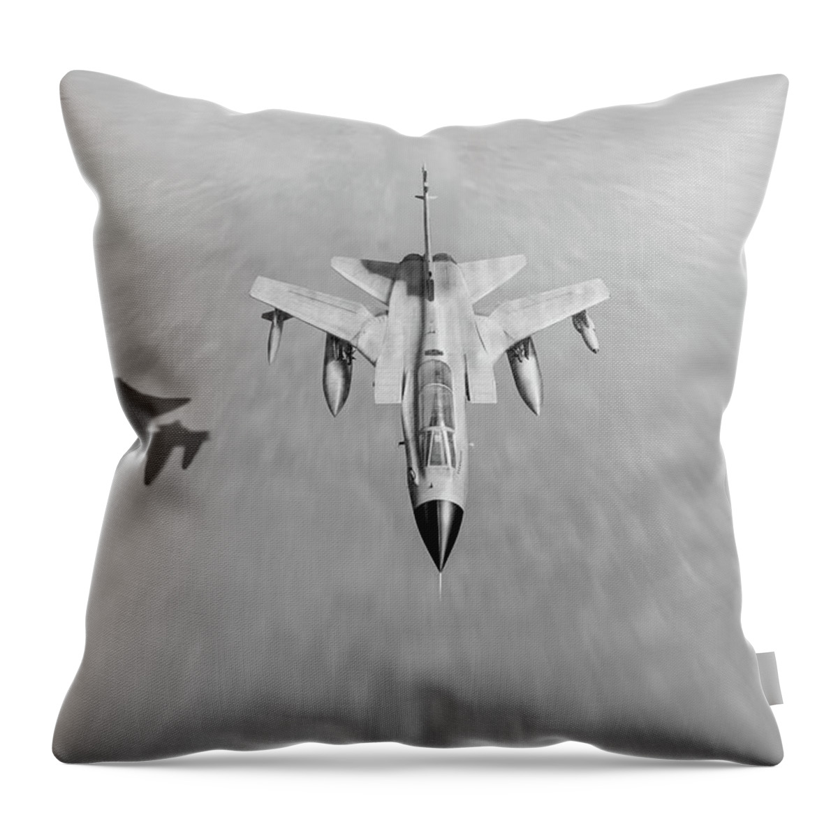 Desert Storm Throw Pillow featuring the photograph Desert Storm Tornado low level black and white version by Gary Eason