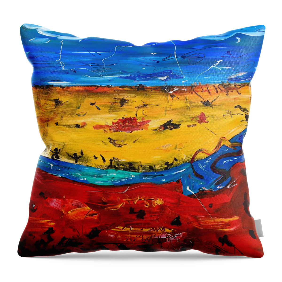 Desert Landscape Throw Pillow featuring the painting Desert stream by Neal Barbosa