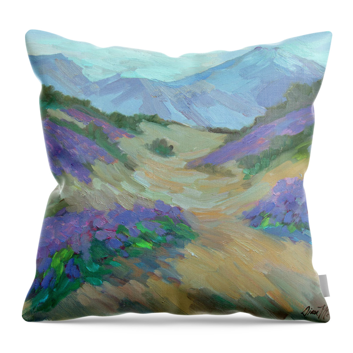 Desert Throw Pillow featuring the painting Desert Verbena by Diane McClary
