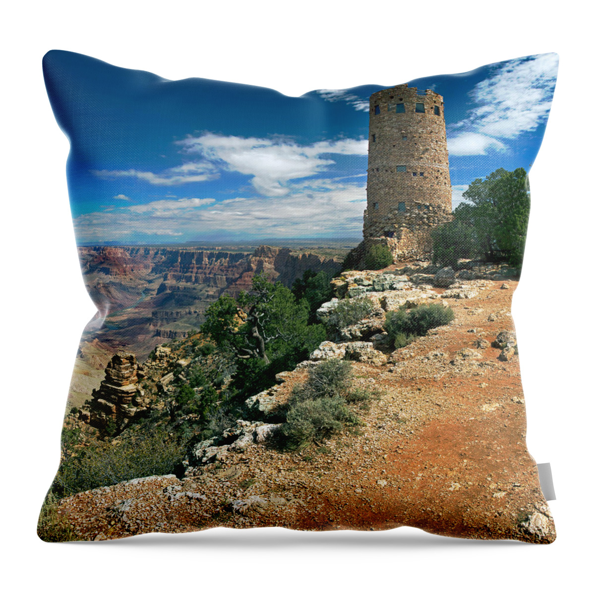 Desert Throw Pillow featuring the photograph Desert View Watchtower by Nicholas Blackwell
