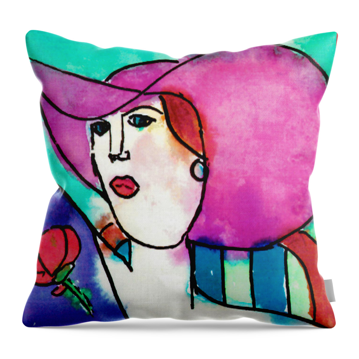 Fashion Throw Pillow featuring the painting Design Lady by Jessie Abrams Age Eleven