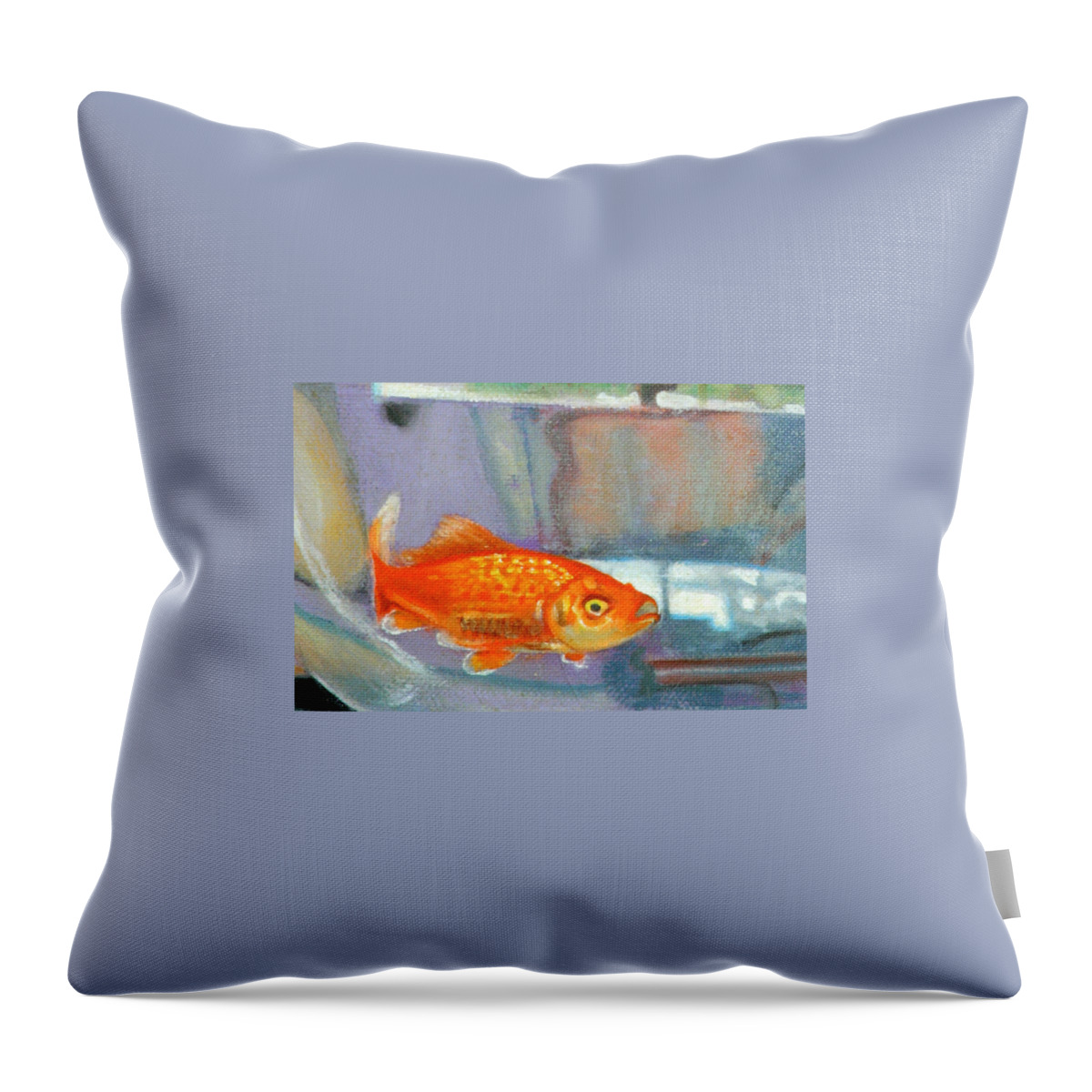 Goldfish Throw Pillow featuring the painting detail goldfish of Fishing by Anne Cameron Cutri