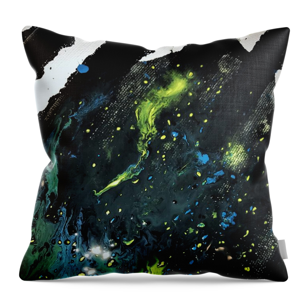 Painting Throw Pillow featuring the painting Detail of mixed media painting 2 by Robbie Masso